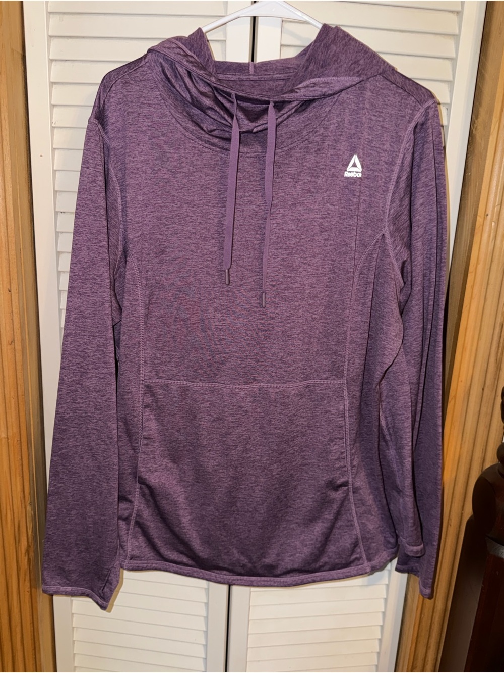 Reebok Women's Heather Purple Drawstring Hooded Pullover